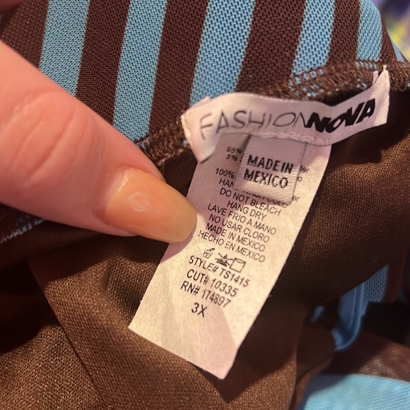 🤎💙Funky groovy Y2K striped swirly two piece skirt set fashion nova curve - Picture 3 of 4